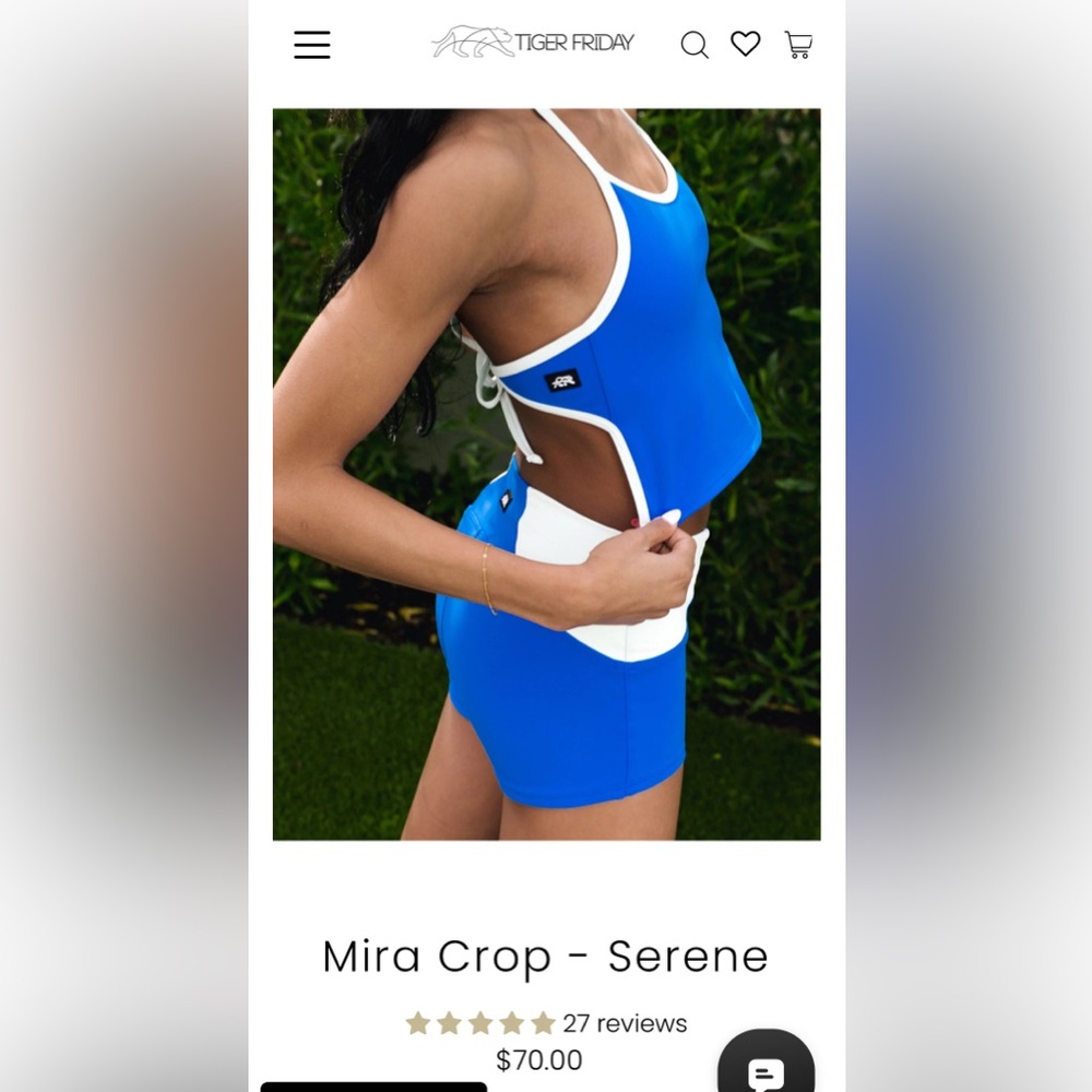 Like New Tiger Friday Mira Crop Top - Blue and White Size Adult XS